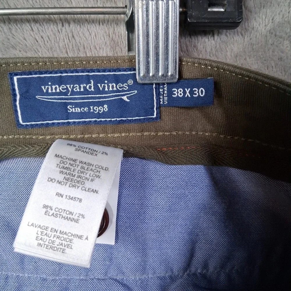 Vineyard Vines Chino Pants Mens Size 38x30 Khaki Green Straight Casual Preppy
